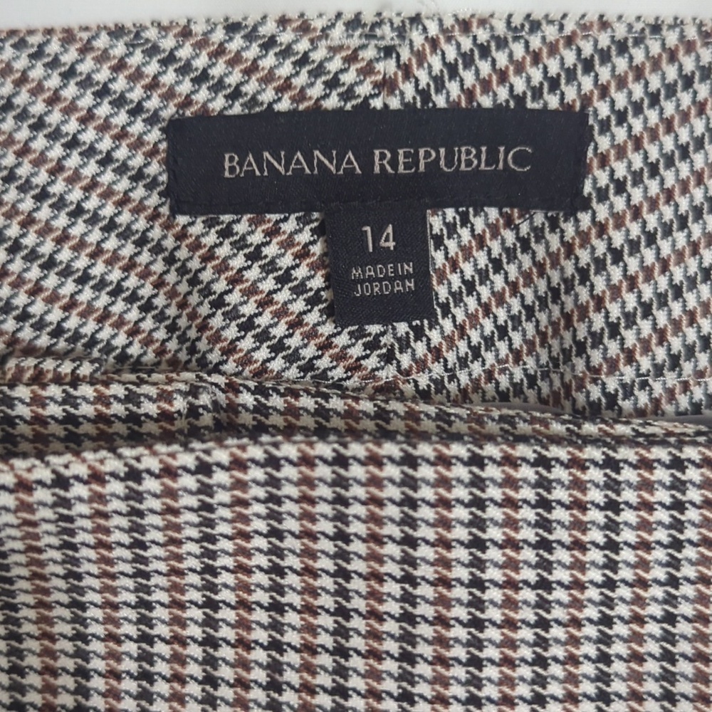 Banana Republic Houndstooth Belted Wide Leg Pants, Color White/Brown/Black Sz14 - Picture 11 of 12